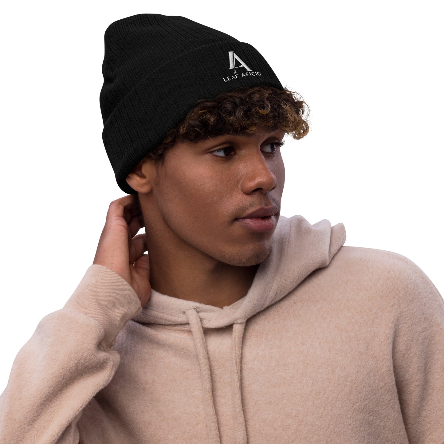 Leaf Aficio Embroidered Ribbed knit beanie