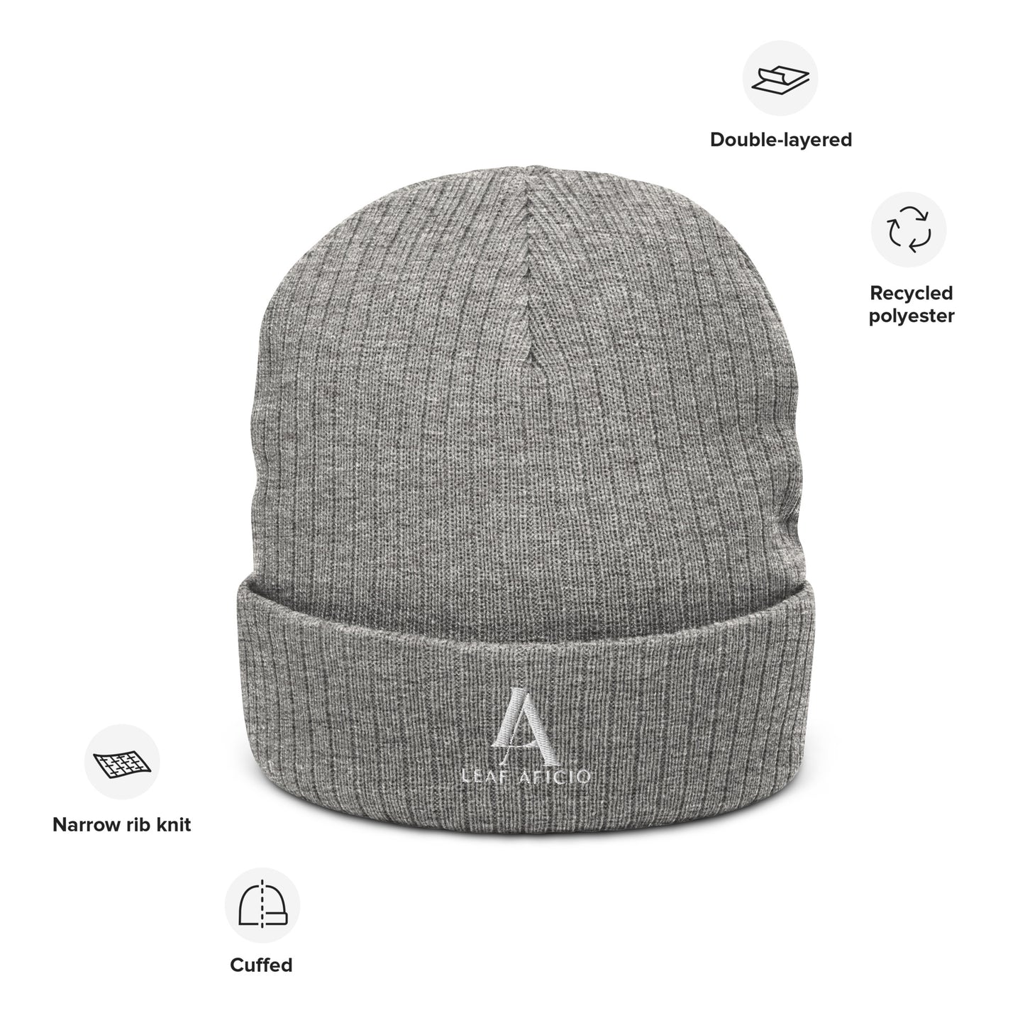 Leaf Aficio Embroidered Ribbed knit beanie