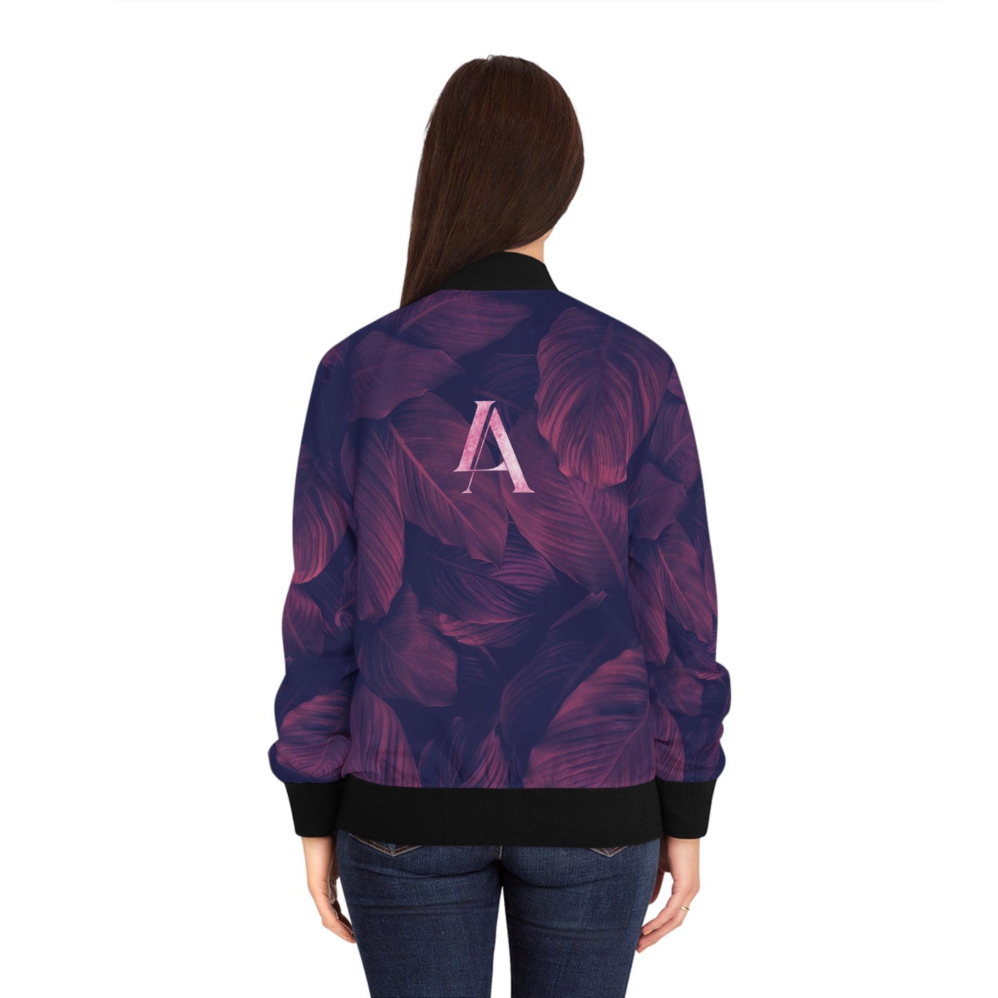 Women's LA Pink Leaf Bomber Jacket (AOP)