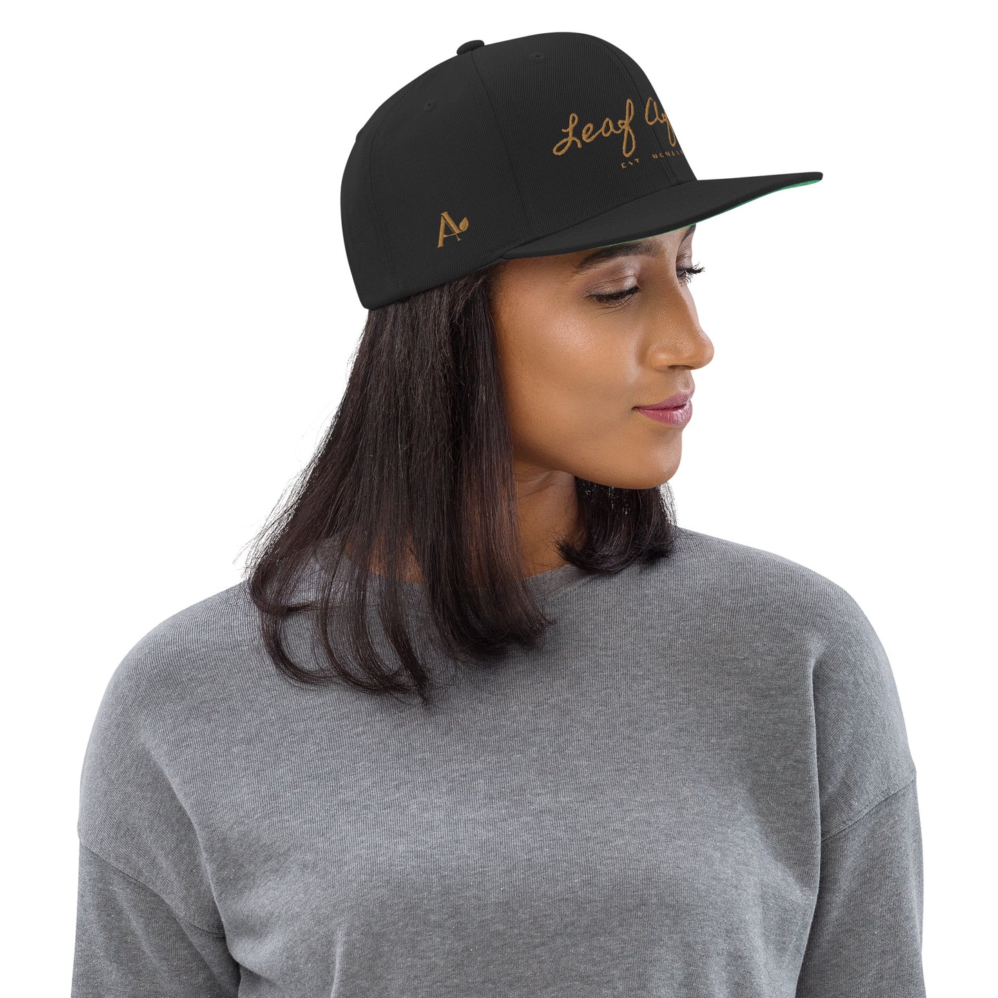 Leaf Aficio Script Embroidered Snapback Hat