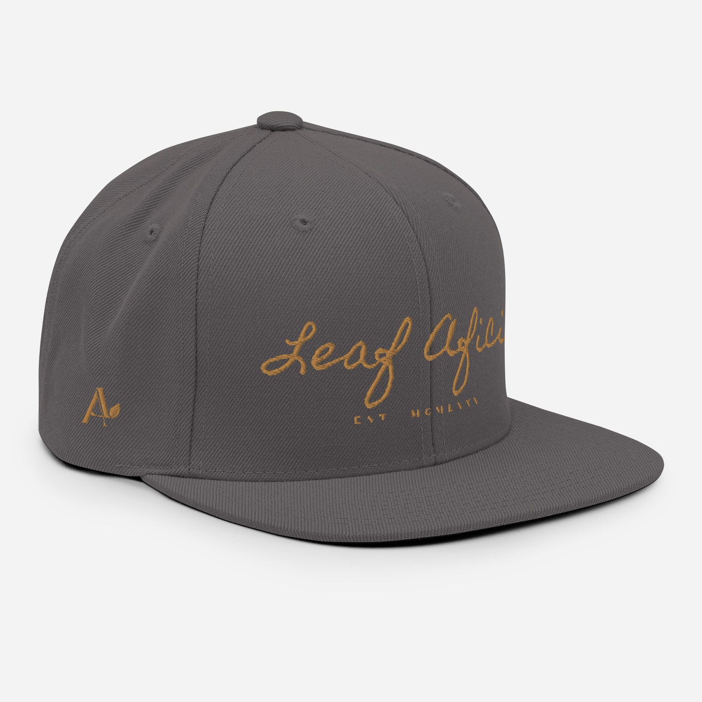 Leaf Aficio Script Embroidered Snapback Hat