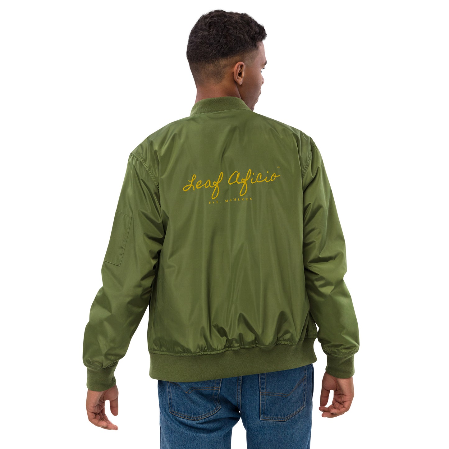 "LA" Leaf Aficio Embroidered Bomber Premium recycled bomber jacket