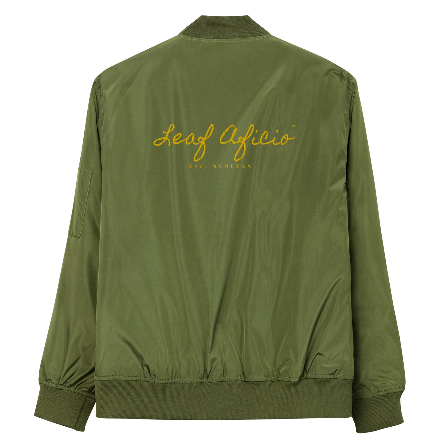 "LA" Leaf Aficio Embroidered Bomber Premium recycled bomber jacket