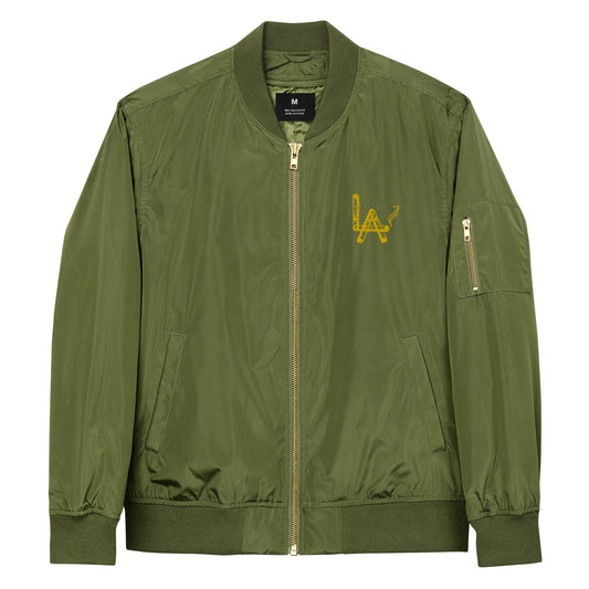 "LA" Leaf Aficio Embroidered Bomber Premium recycled bomber jacket