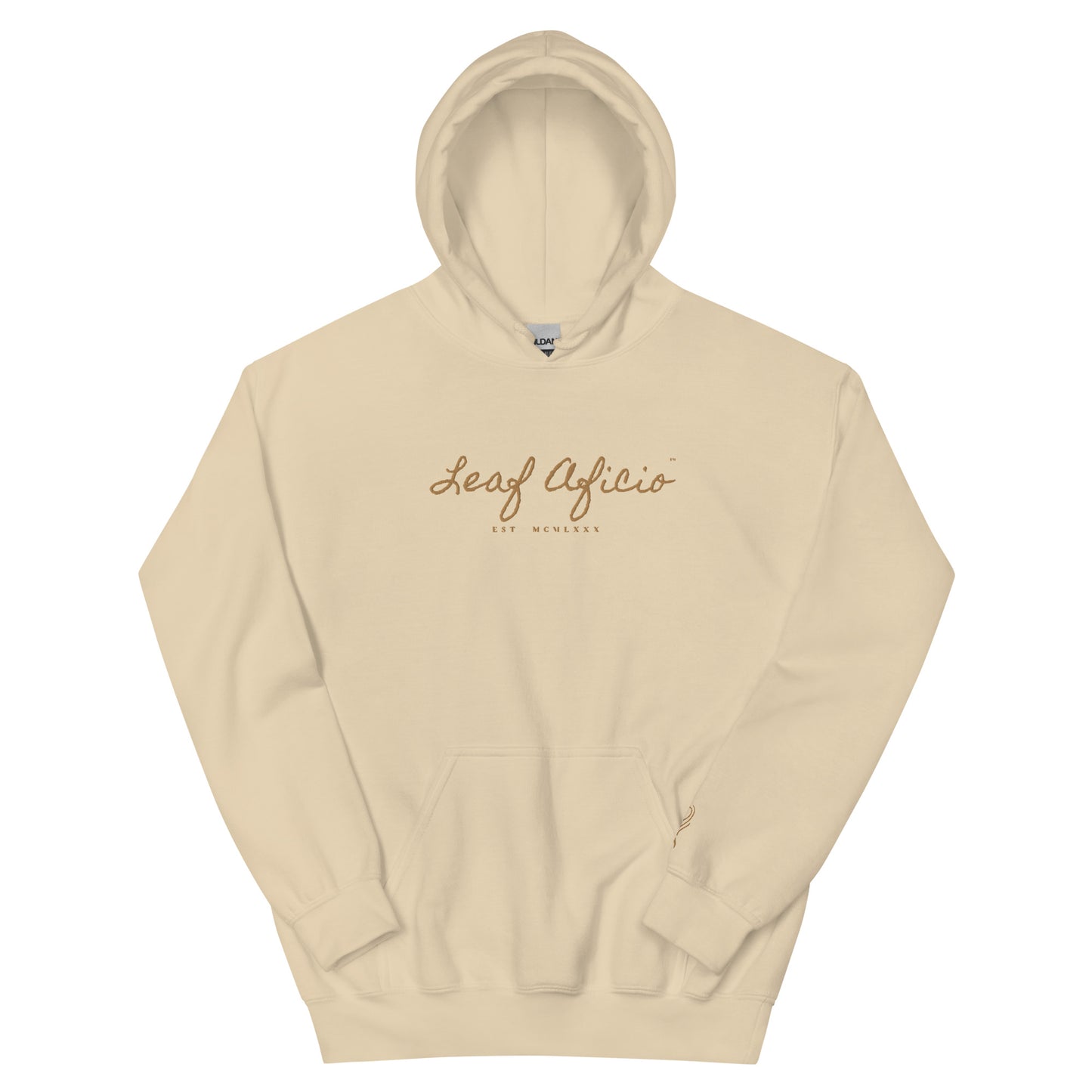 Leaf Aficio Script Embroidered Unisex Hooded Pullover