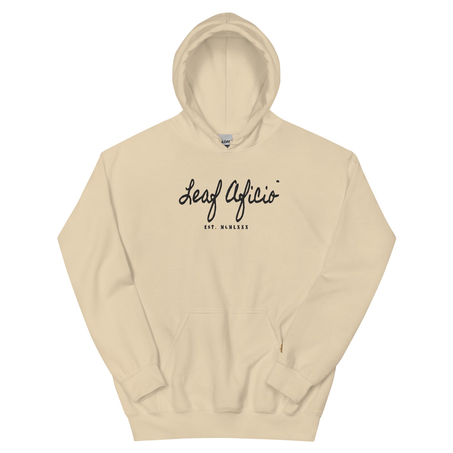 Leaf Aficio Script Embroidered Unisex Hooded Pullover