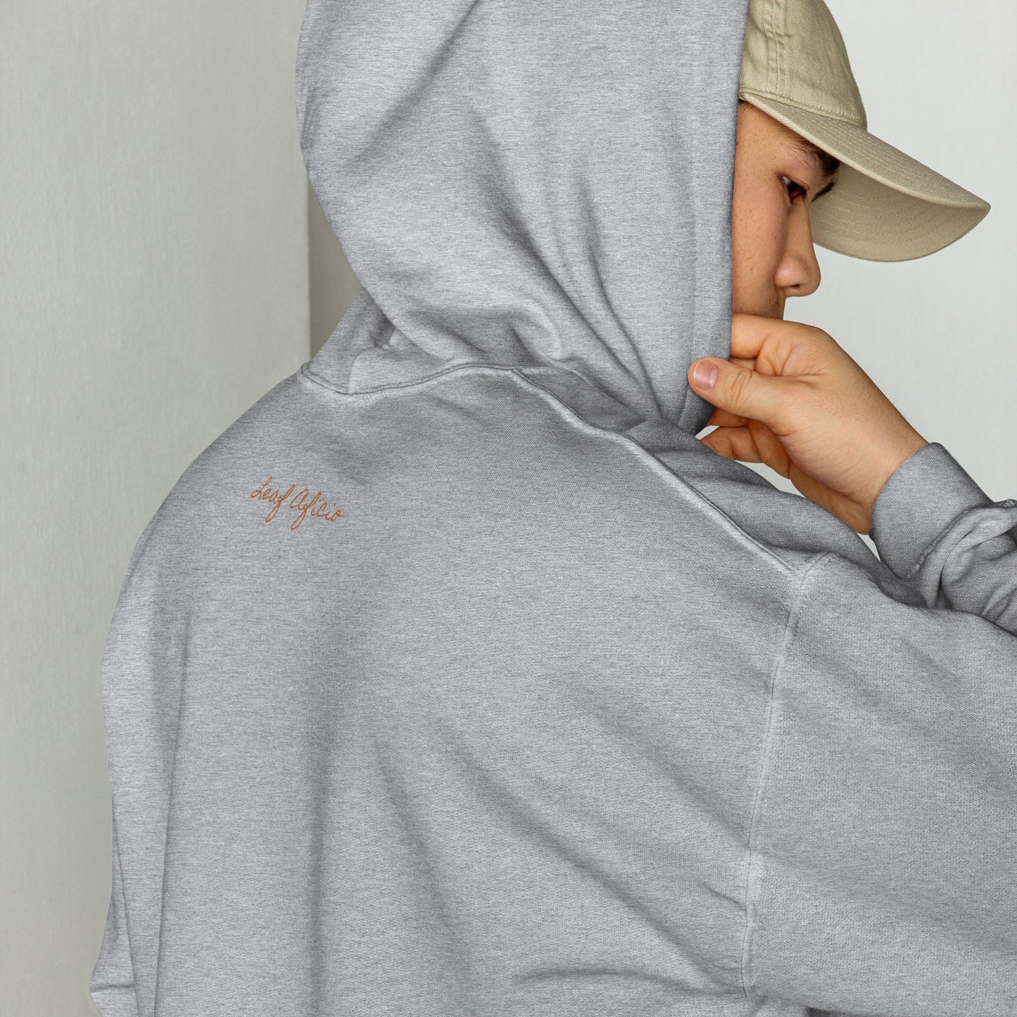 Leaf Aficio Script Embroidered Unisex Hooded Pullover