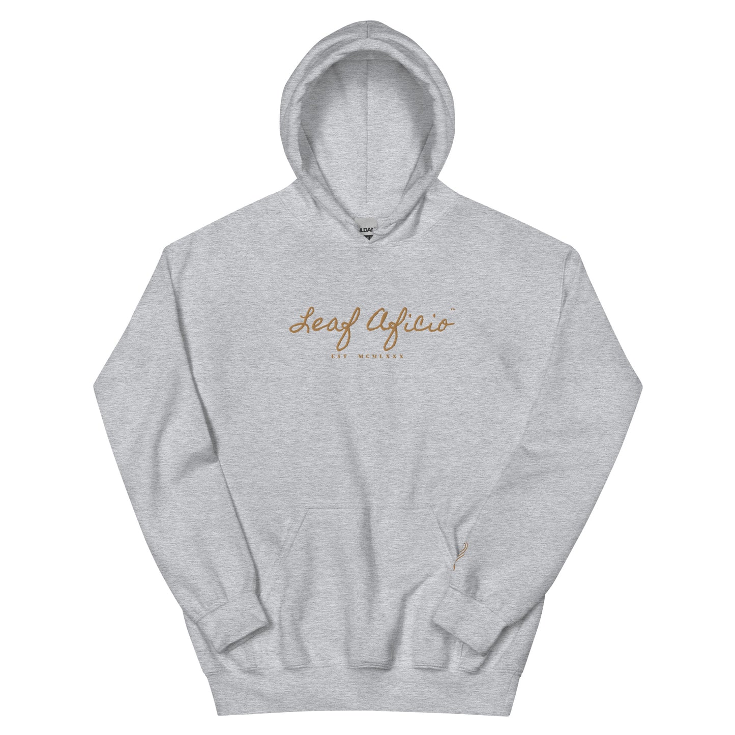 Leaf Aficio Script Embroidered Unisex Hooded Pullover