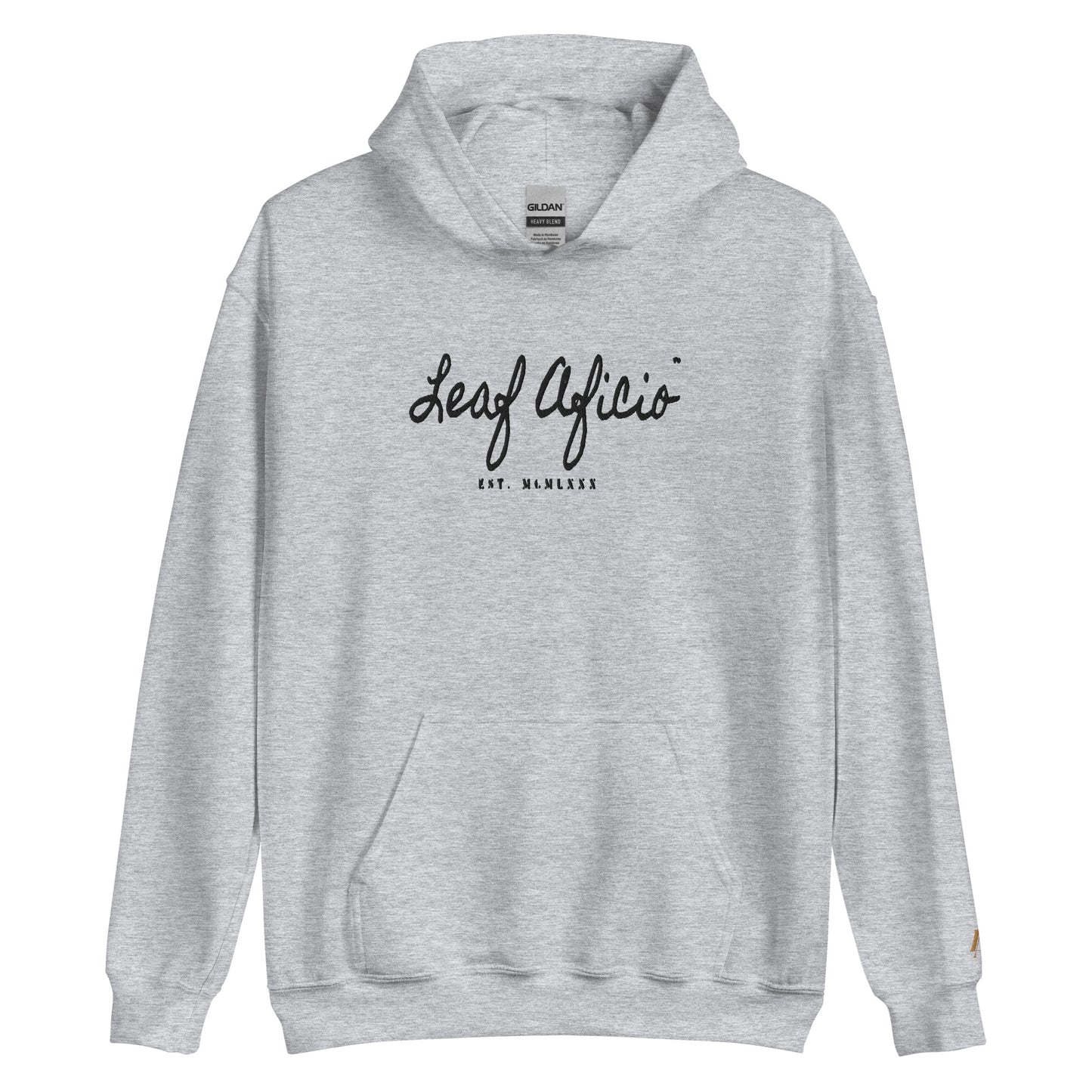 Leaf Aficio Script Embroidered Unisex Hooded Pullover