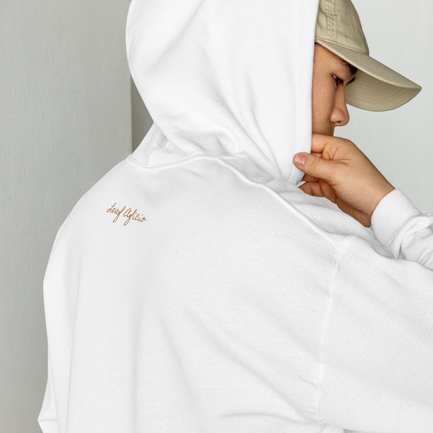 Leaf Aficio Script Embroidered Unisex Hooded Pullover