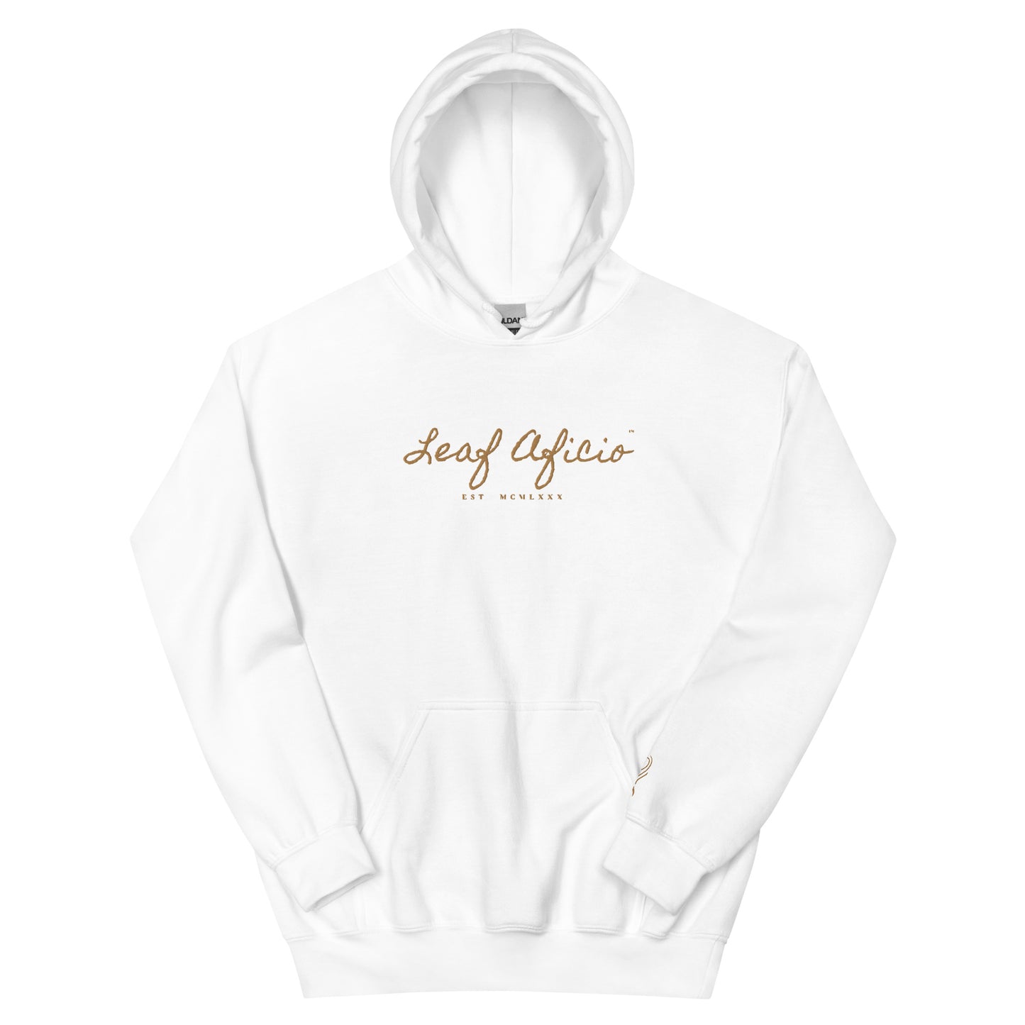 Leaf Aficio Script Embroidered Unisex Hooded Pullover