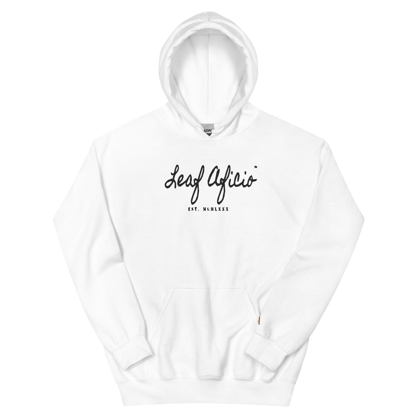 Leaf Aficio Script Embroidered Unisex Hooded Pullover