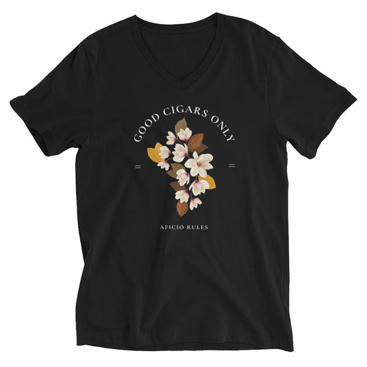 Women's Tobacco Flower Short Sleeve V-Neck T-Shirt