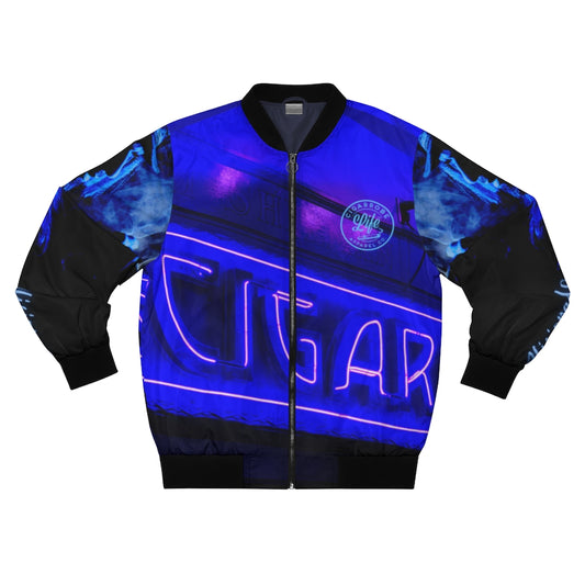 Men's "Blue Cigar Room" Bomber Smoking Jacket-Limited Edition